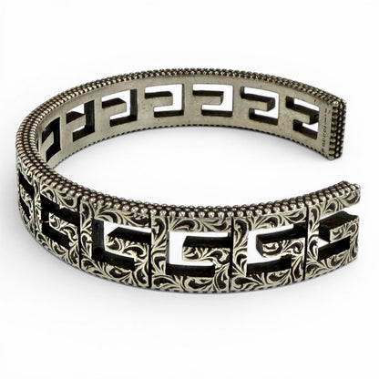 Gucci Square Arabesque Cube Bangle Bracelet Silver 16 — view 2