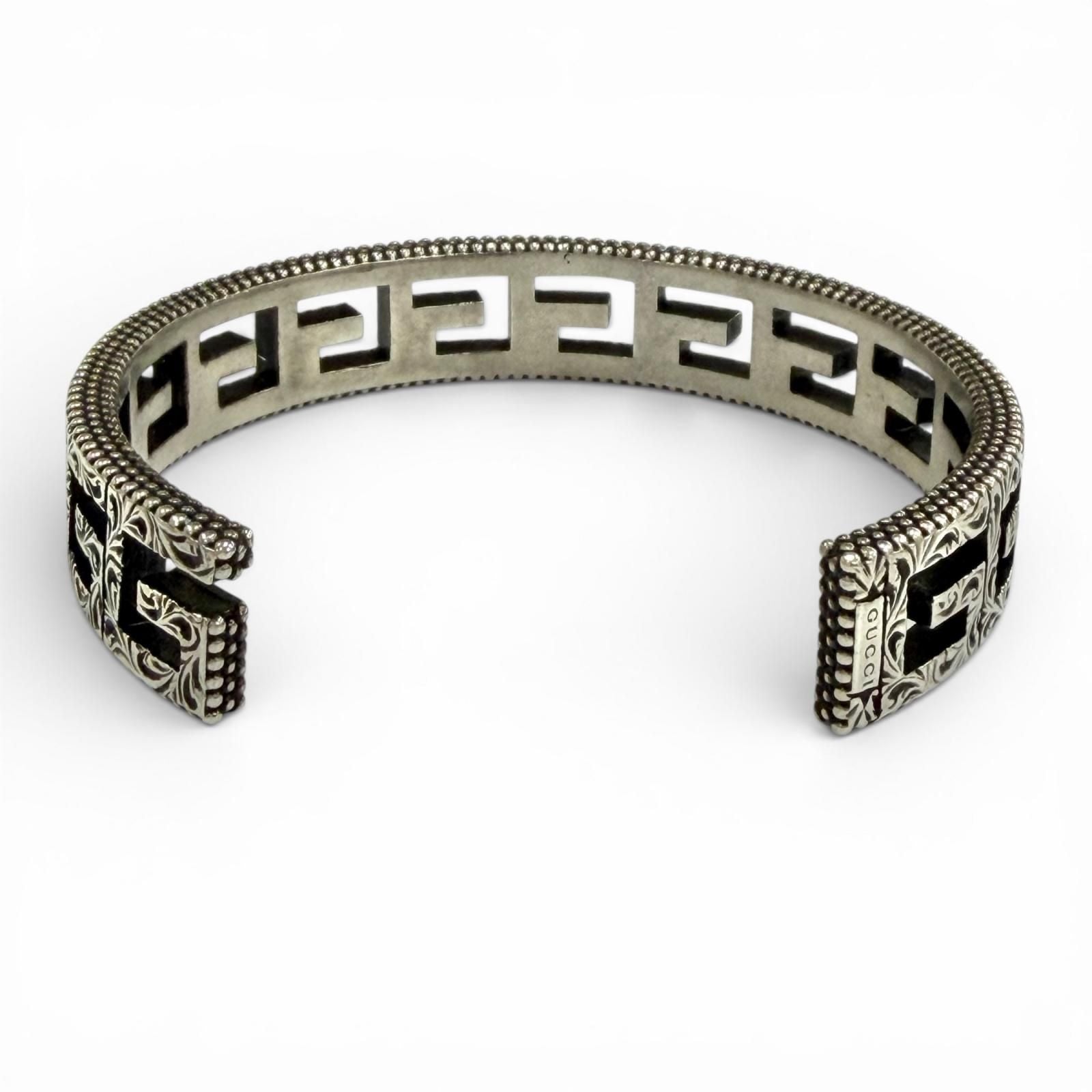 Gucci Square Arabesque Cube Bangle Bracelet Silver 16 — view 3