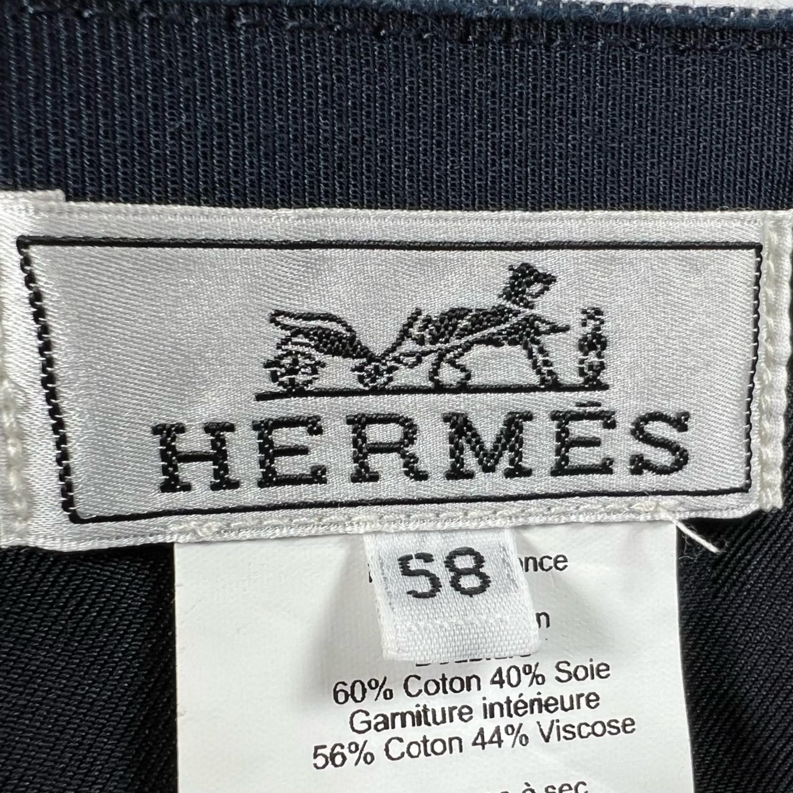 Hermes Davis Primavera Cotton 100% Series Button Denim Cap Indigo 58 Hat — view 9