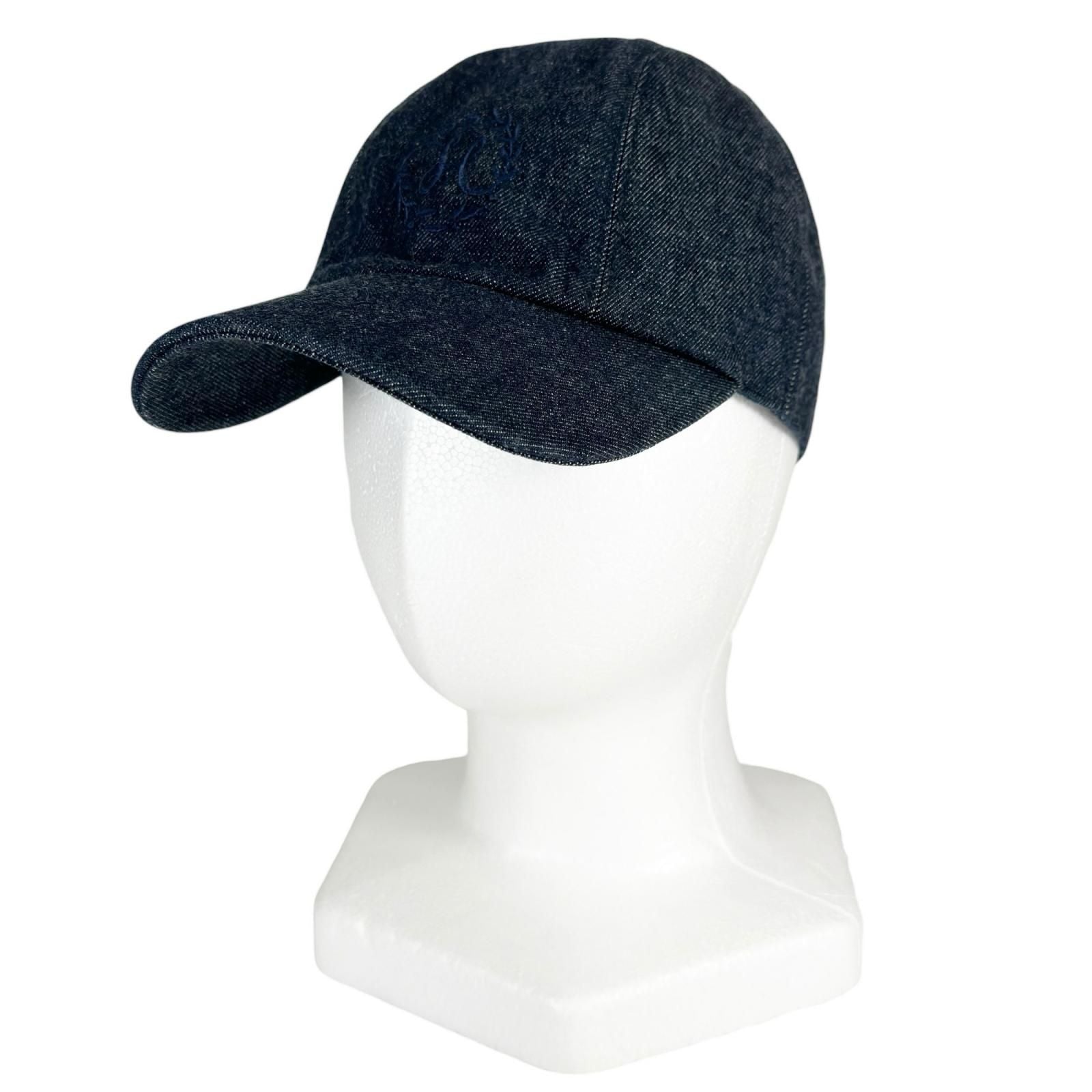 Hermes Davis Primavera Cotton 100% Series Button Denim Cap Indigo 58 Hat