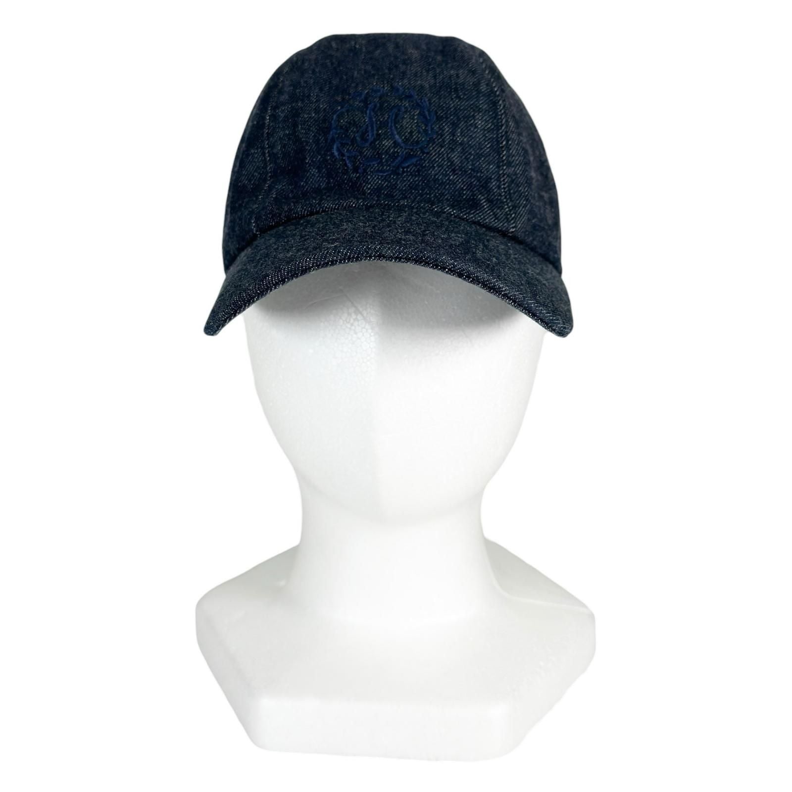 Hermes Davis Primavera Cotton 100% Series Button Denim Cap Indigo 58 Hat — view 2