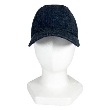Hermes Davis Primavera Cotton 100% Series Button Denim Cap Indigo 58 Hat — view 2