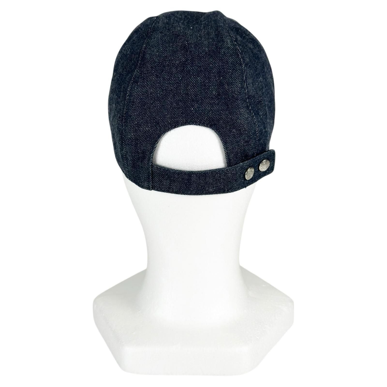 Hermes Davis Primavera Cotton 100% Series Button Denim Cap Indigo 58 Hat — view 4