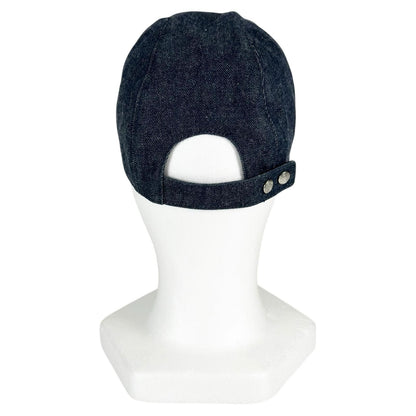 Hermes Davis Primavera Cotton 100% Series Button Denim Cap Indigo 58 Hat — view 4