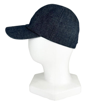 Hermes Davis Primavera Cotton 100% Series Button Denim Cap Indigo 58 Hat — view 3
