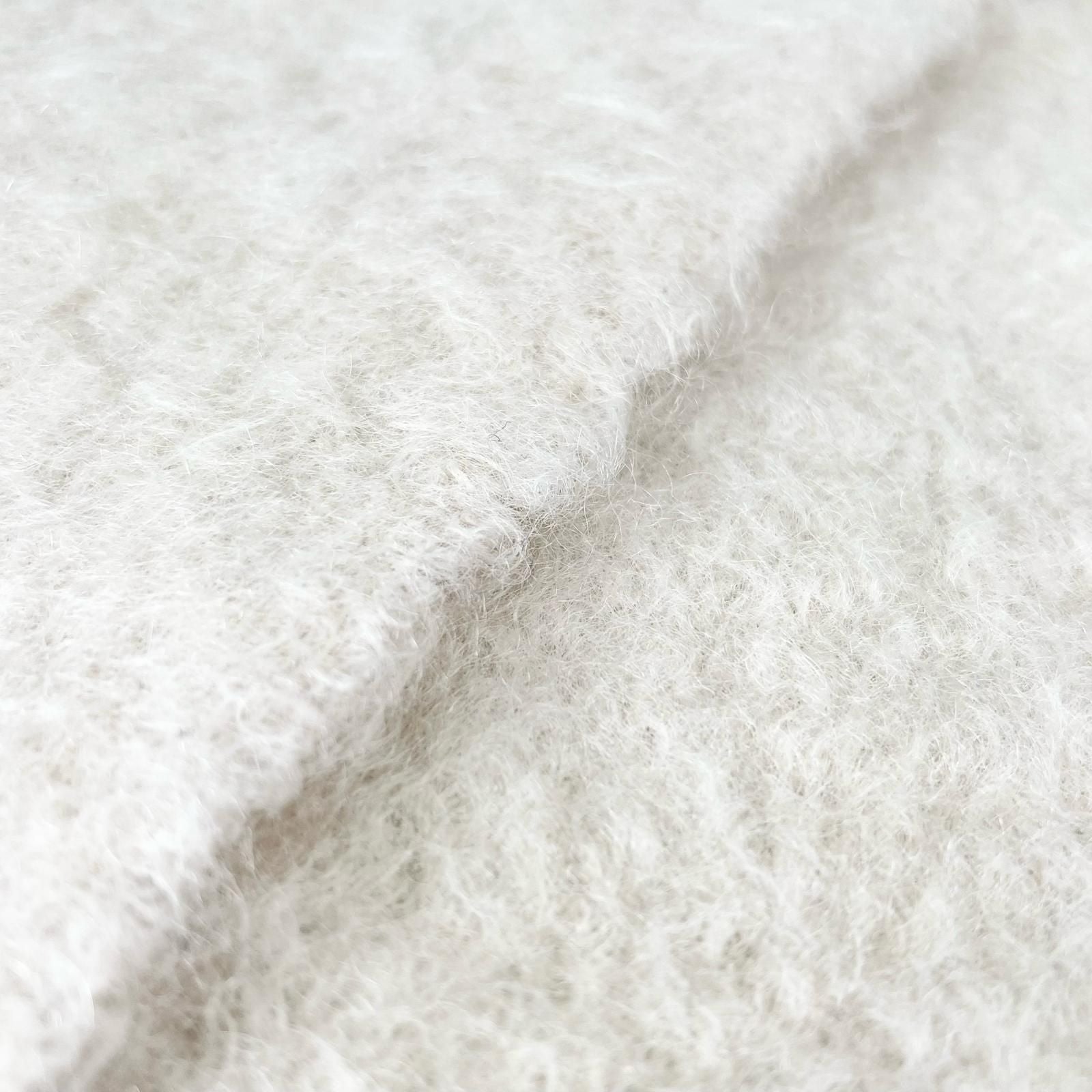 Loewe Mohair Wool Anag Lambskin Patch with Fringe Scarf White — view 3
