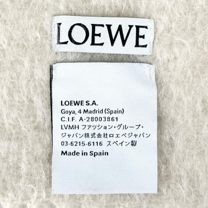 Loewe Mohair Wool Anag Lambskin Patch with Fringe Scarf White — view 6