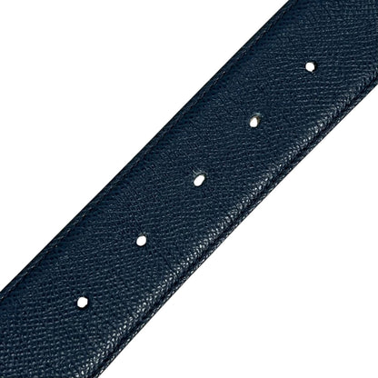 Bvlgari Man Circle Logo Buckle Leather Belt Navy Silver 44 — view 6