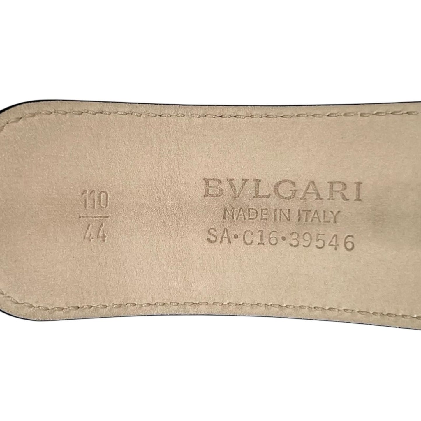 Bvlgari Man Circle Logo Buckle Leather Belt Navy Silver 44 — view 8
