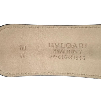 Bvlgari Man Circle Logo Buckle Leather Belt Navy Silver 44 — view 8