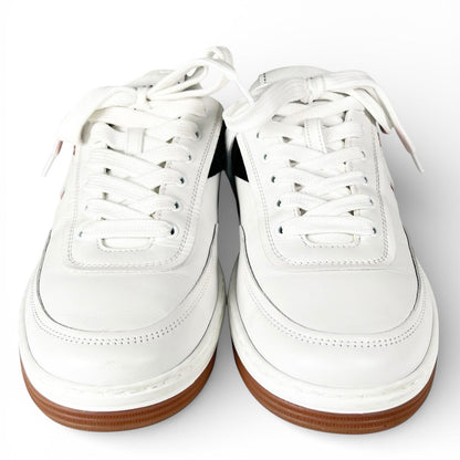 Chanel CC Logo Lace Up Low Cut Leather Sneakers White — view 2