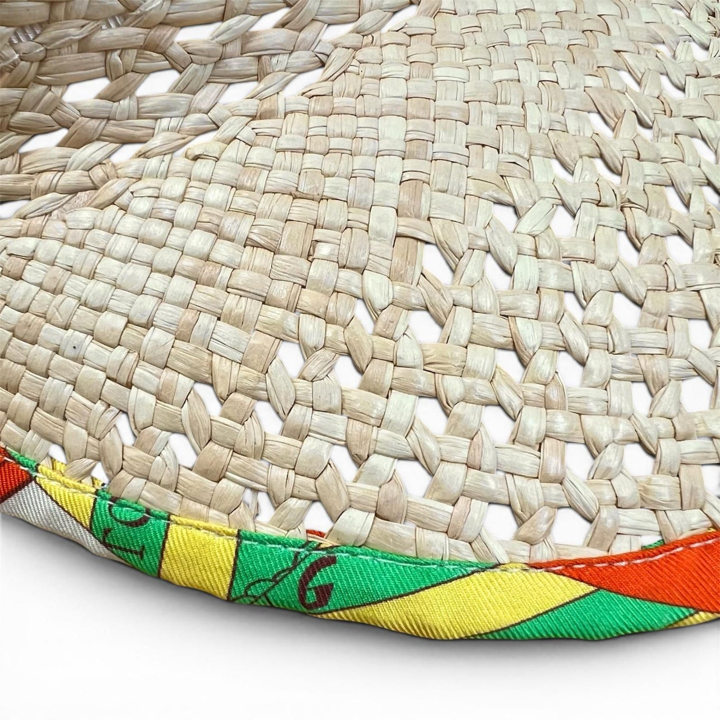 Hermes Silk Raffia Hat Sun Visor Natural Multicolor — view 6