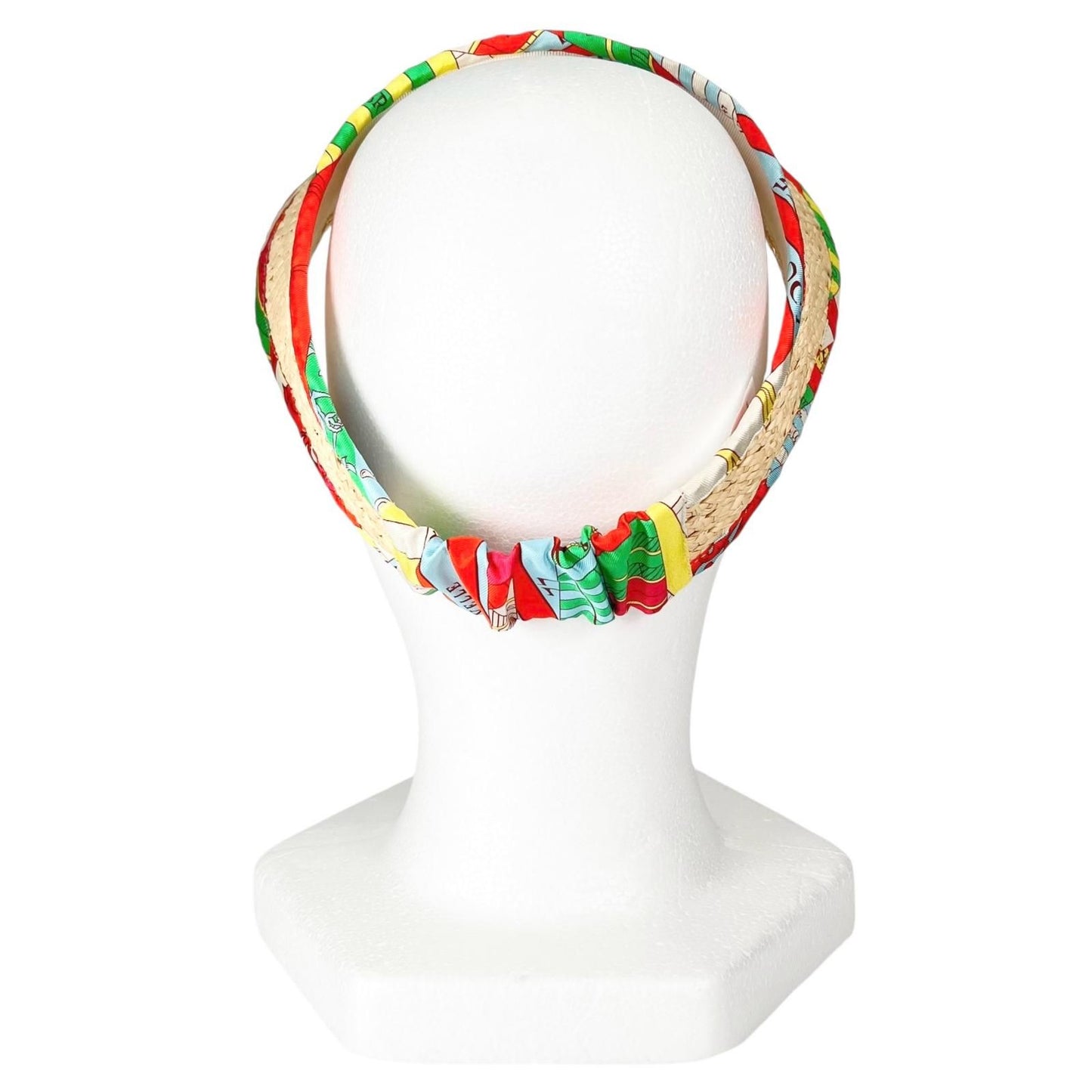 Hermes Silk Raffia Hat Sun Visor Natural Multicolor — view 4