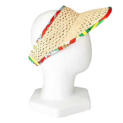 Hermes Silk Raffia Hat Sun Visor Natural Multicolor — view 5