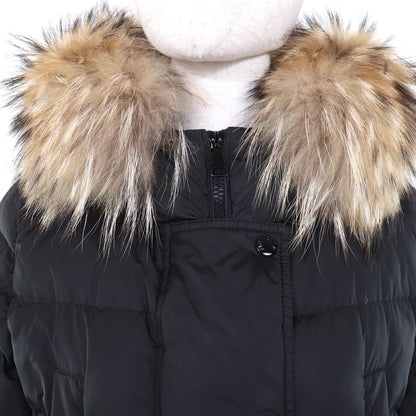 Moncler Khloe Logo Patch Lace Up Hood Belt Down Jacket Coat Black — view 4