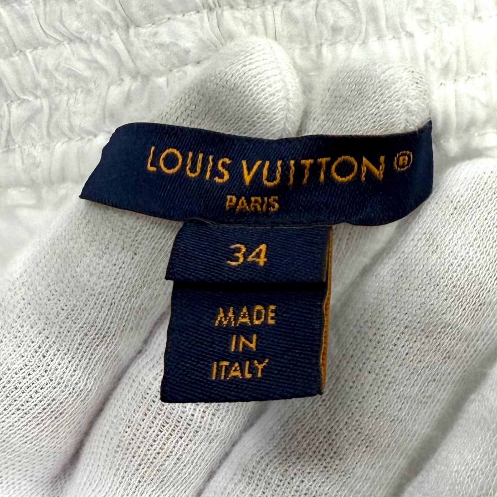 Louis Vuitton Silk Blend Logo Button Monogram Cotton Shorts White 34 — view 7