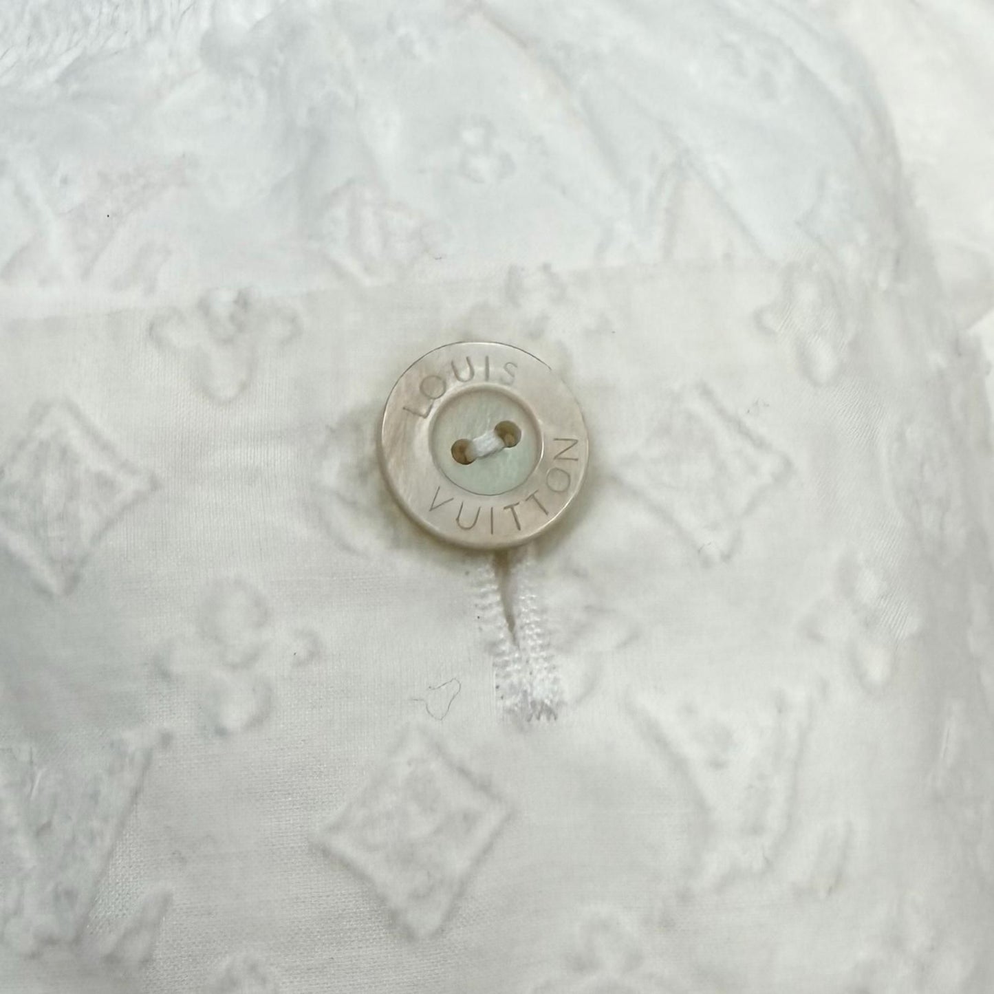 Louis Vuitton Silk Blend Logo Button Monogram Cotton Shorts White 34 — view 6