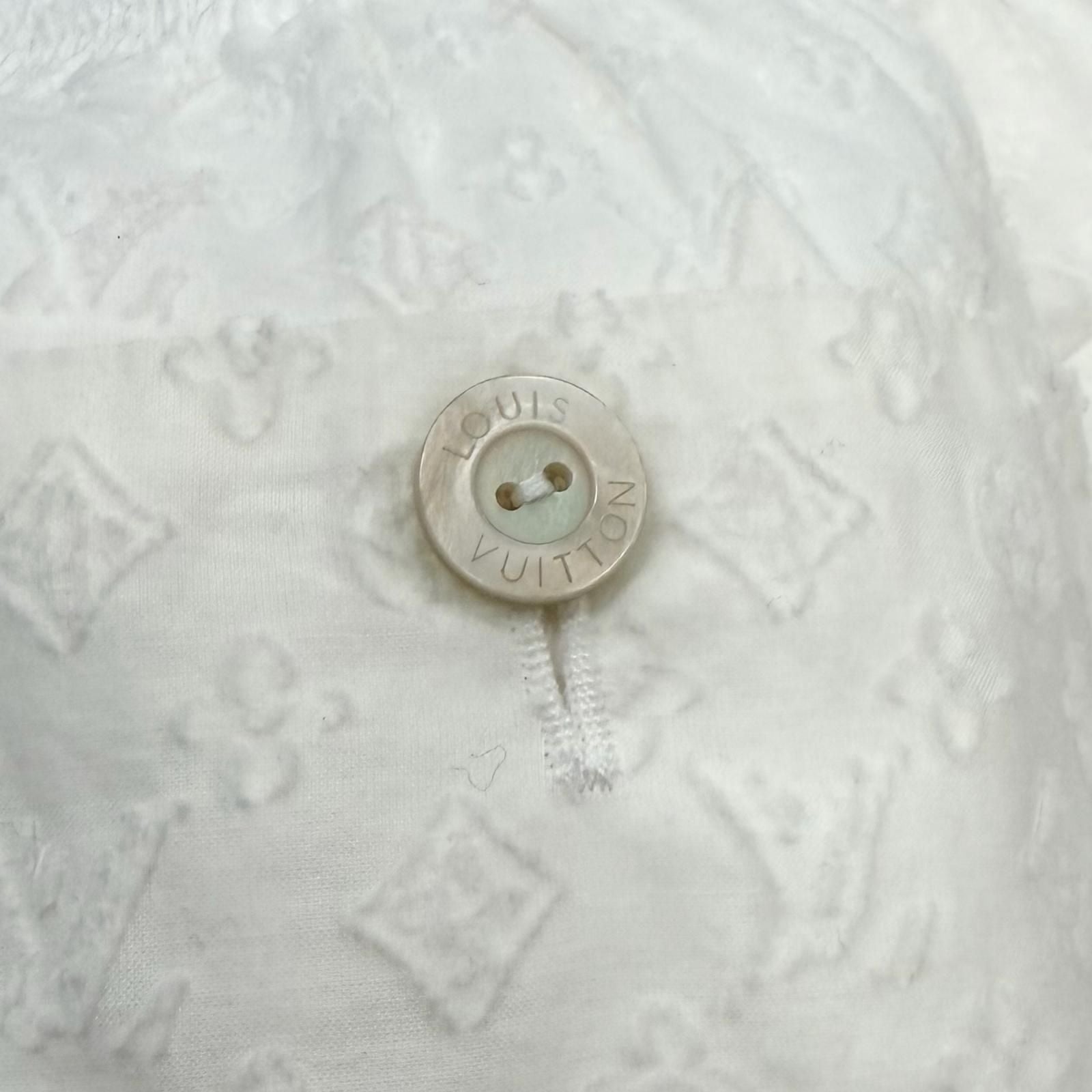 Louis Vuitton Silk Blend Logo Button Monogram Cotton Shorts White 34 — view 6