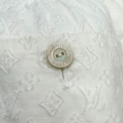Louis Vuitton Silk Blend Logo Button Monogram Cotton Shorts White 34 — view 6
