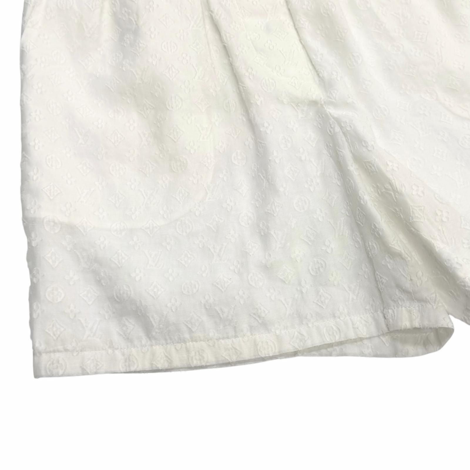 Louis Vuitton Silk Blend Logo Button Monogram Cotton Shorts White 34 — view 5