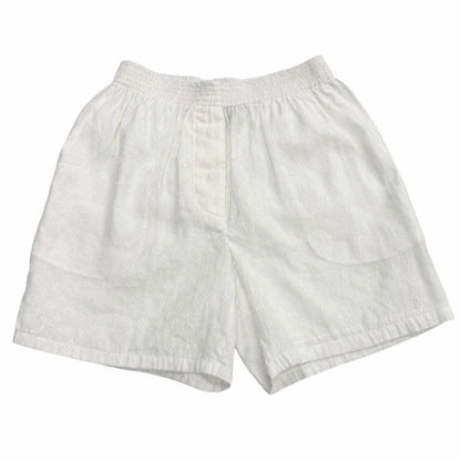 Louis Vuitton Silk Blend Logo Button Monogram Cotton Shorts White 34