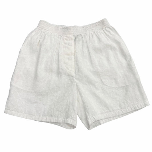 Louis Vuitton Silk Blend Logo Button Monogram Cotton Shorts White 34