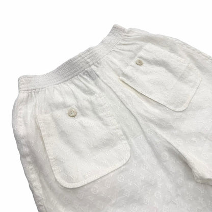 Louis Vuitton Silk Blend Logo Button Monogram Cotton Shorts White 34 — view 4