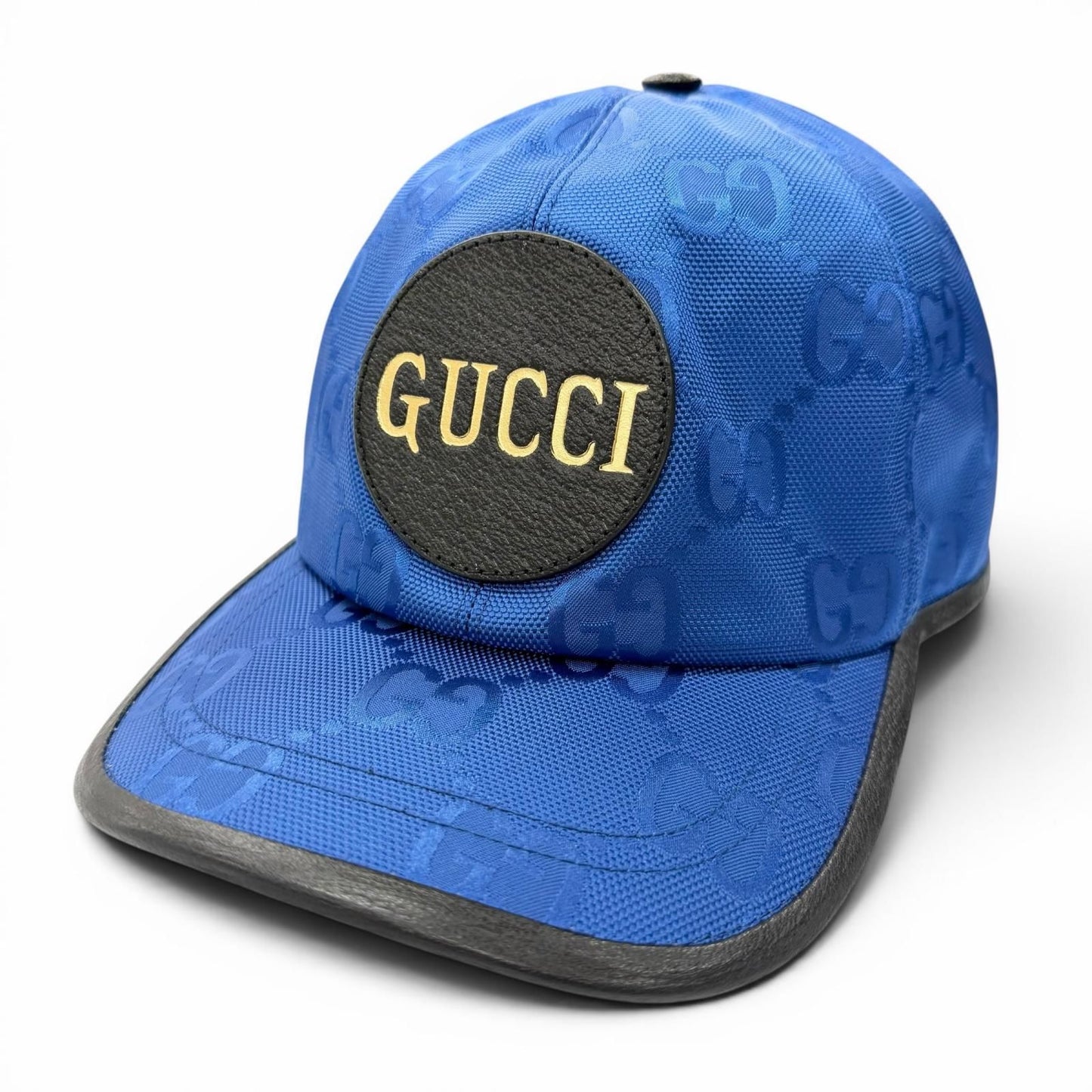Gucci Off the Grid GG Pattern Leather Hat Baseball Cap Blue Black XL 60 cm