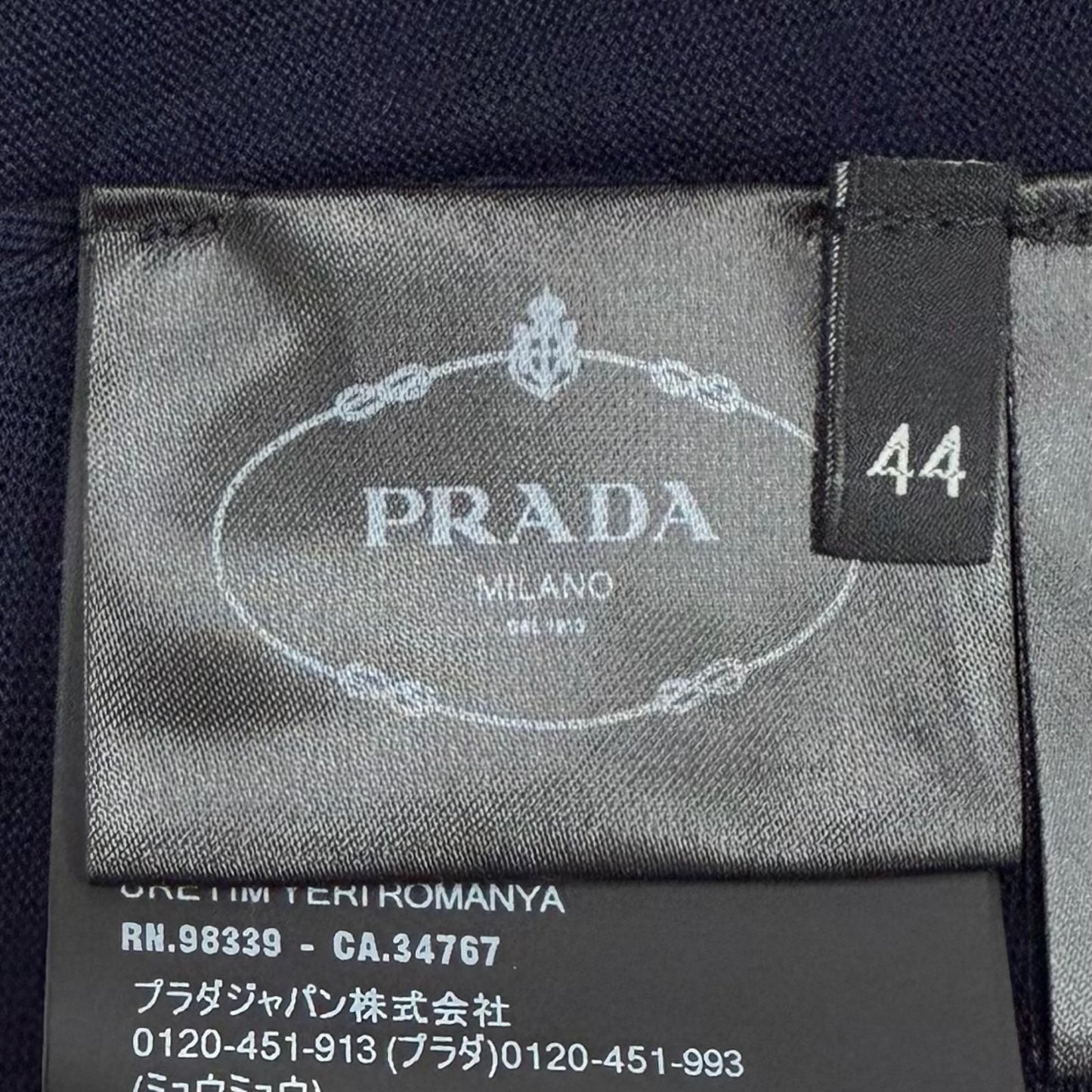 Prada 100% Virgin Wool Collared 2-Way Long Sleeve Polo Shirt Knit Navy 44 — view 9