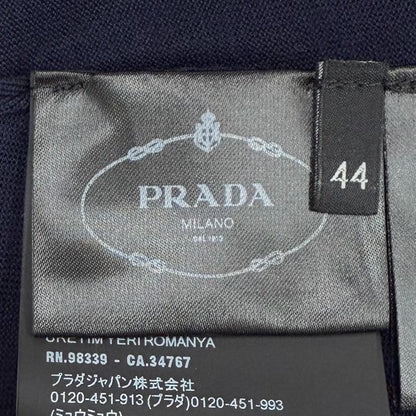 Prada 100% Virgin Wool Collared 2-Way Long Sleeve Polo Shirt Knit Navy 44 — view 9