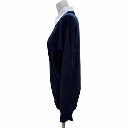 Prada 100% Virgin Wool Collared 2-Way Long Sleeve Polo Shirt Knit Navy 44 — view 2