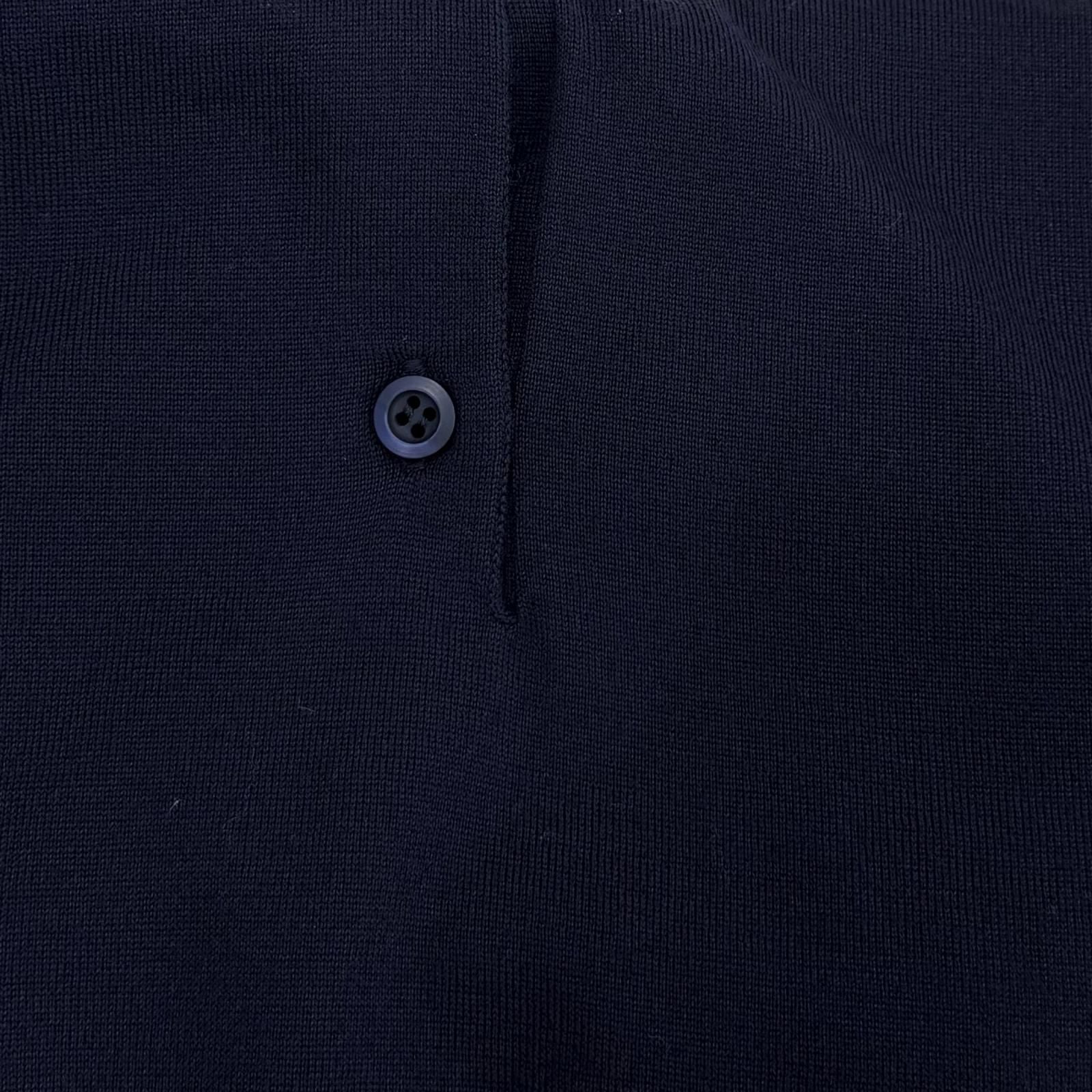 Prada 100% Virgin Wool Collared 2-Way Long Sleeve Polo Shirt Knit Navy 44 — view 7