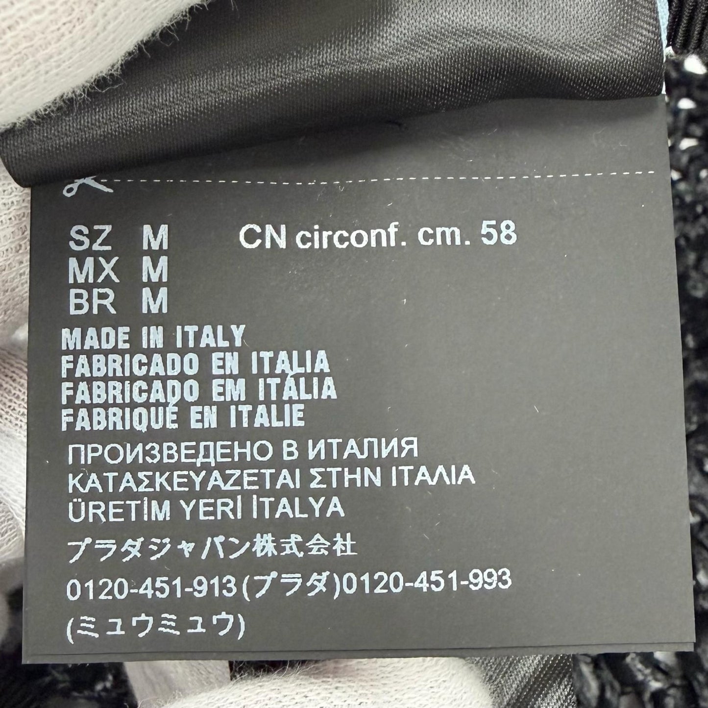 Prada Raffia Logo Letter Ring Crochet Bucket Hat Black Recommended — view 9