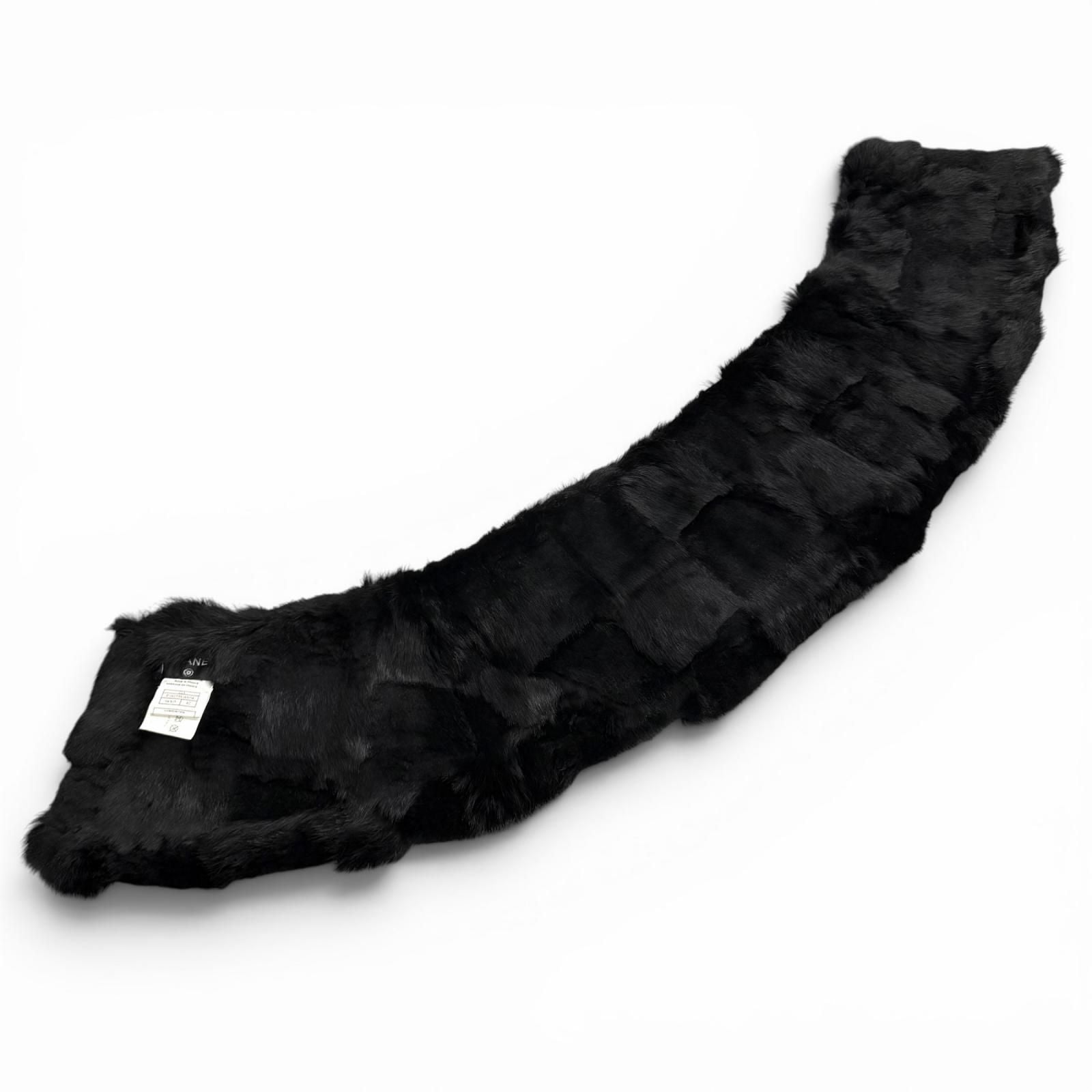 Chanel CC Logo Rabbit Fur Lapin Tippet Shawl Black 42 Scarf — view 8