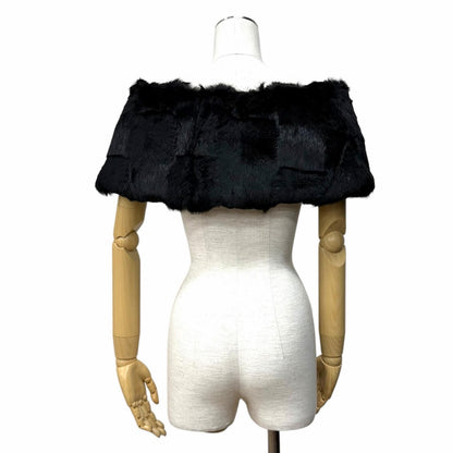 Chanel CC Logo Rabbit Fur Lapin Tippet Shawl Black 42 Scarf — view 5
