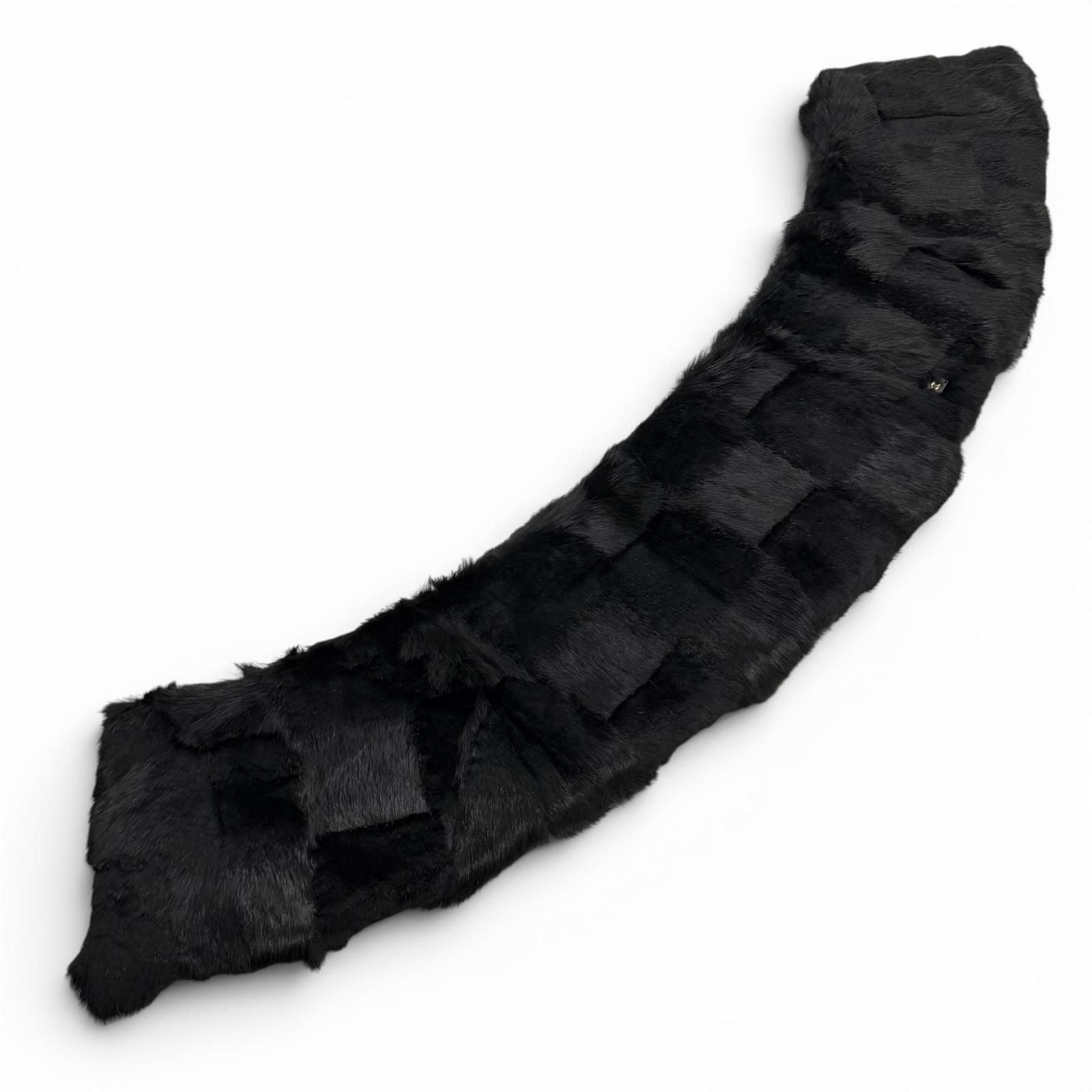 Chanel CC Logo Rabbit Fur Lapin Tippet Shawl Black 42 Scarf — view 7