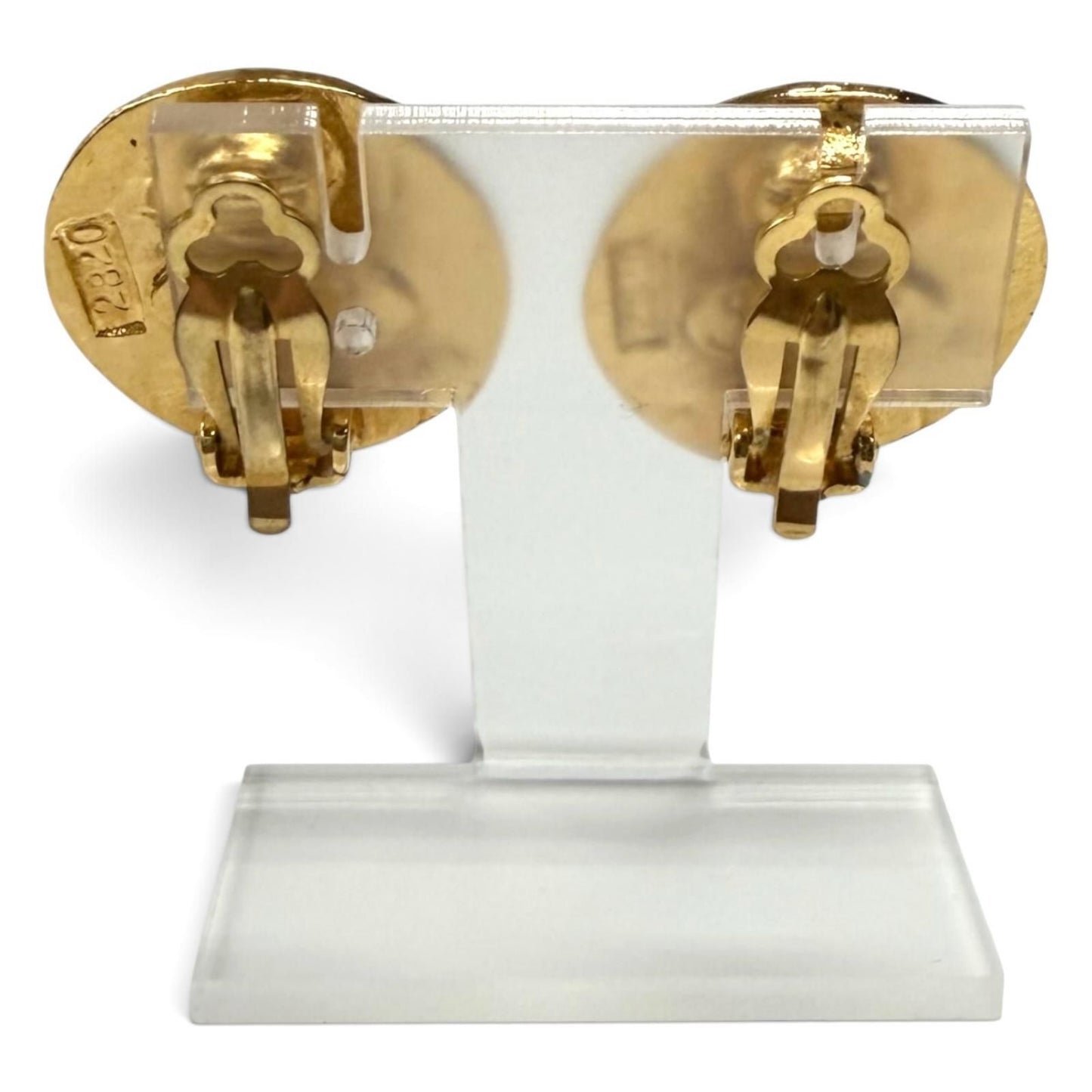 Chanel Vintage 28 CC Logo Earrings Gold French — view 4