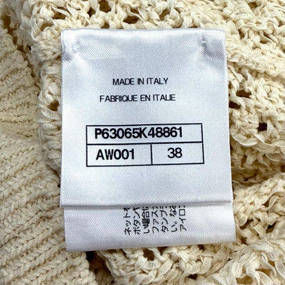 Chanel Logo Patch Openwork Sleeveless Mesh Knit Ivory 38 Sweater — view 7