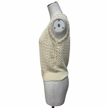 Chanel Logo Patch Openwork Sleeveless Mesh Knit Ivory 38 Sweater — view 2