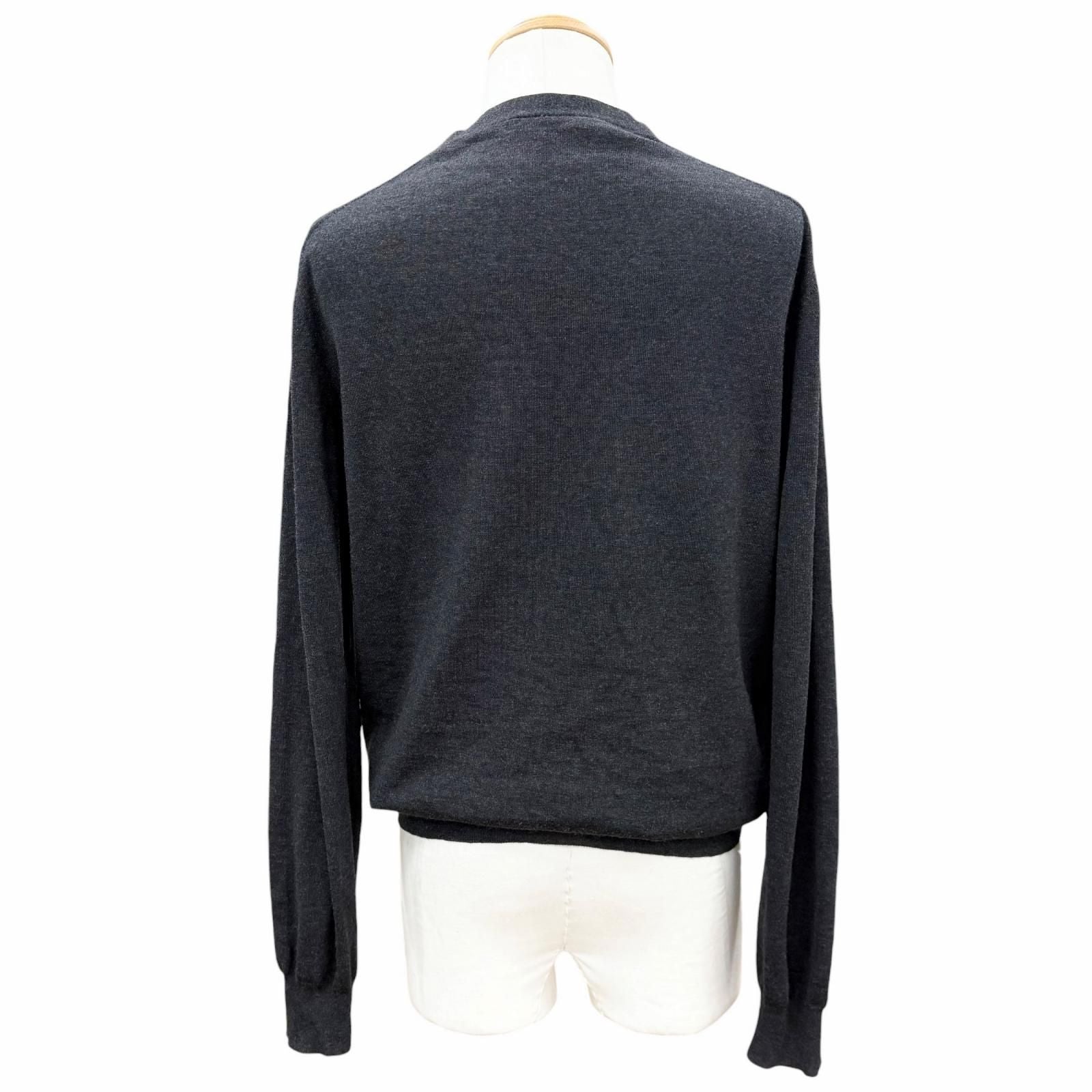 Prada 100% Virgin Wool Neck High Gee Knit Cardigan Dark Gray 50 — view 4