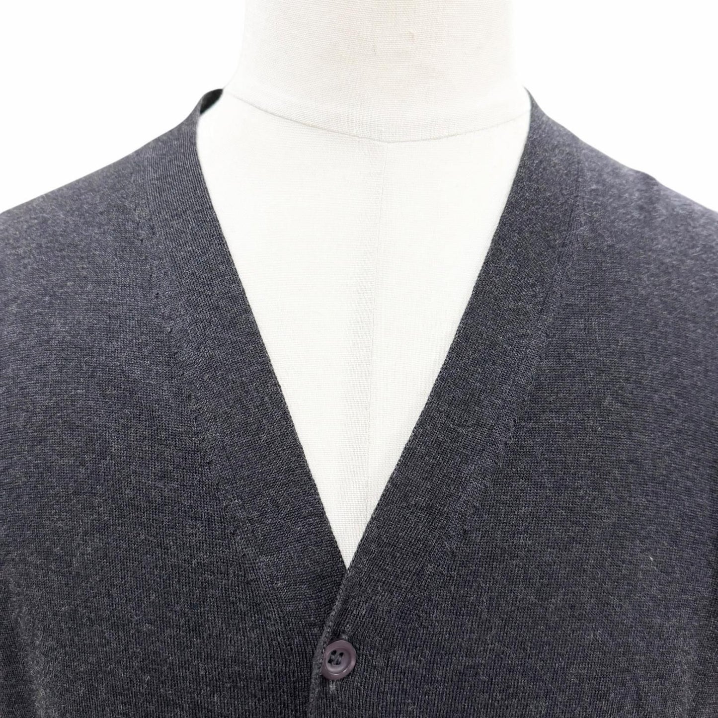 Prada 100% Virgin Wool Neck High Gee Knit Cardigan Dark Gray 50 — view 2