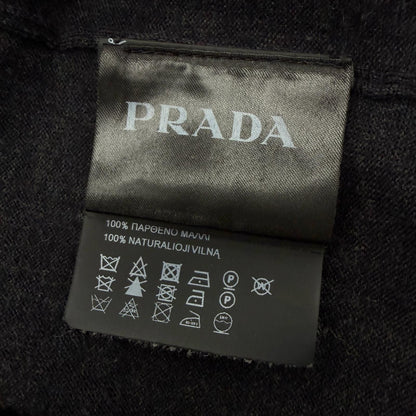 Prada 100% Virgin Wool Neck High Gee Knit Cardigan Dark Gray 50 — view 7
