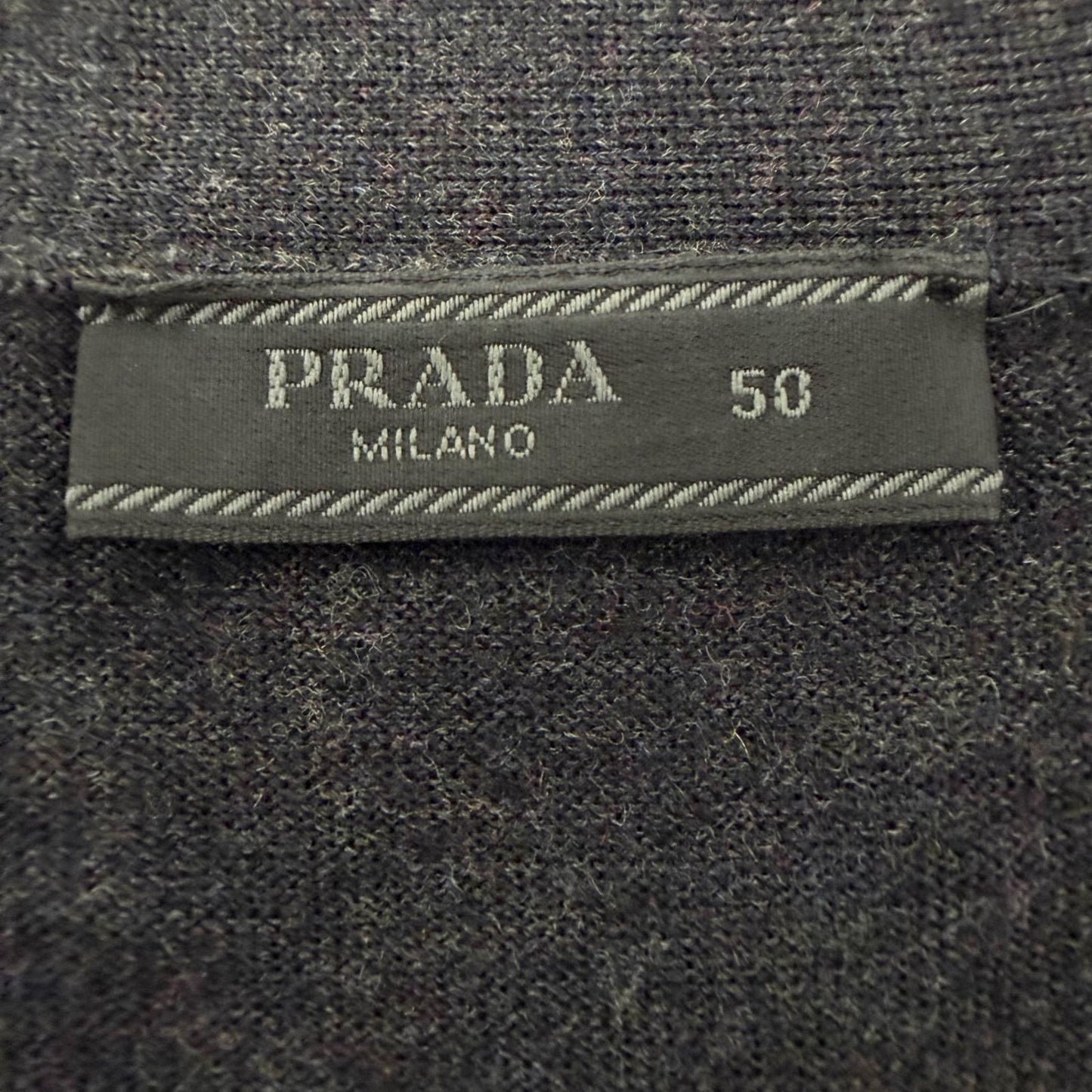 Prada 100% Virgin Wool Neck High Gee Knit Cardigan Dark Gray 50 — view 6