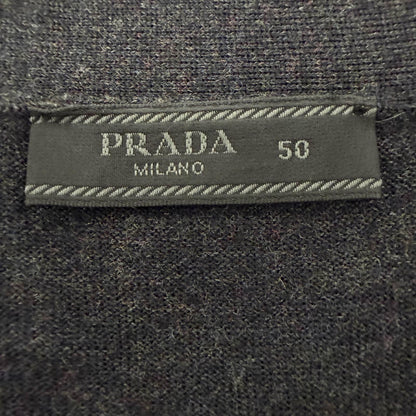 Prada 100% Virgin Wool Neck High Gee Knit Cardigan Dark Gray 50 — view 6
