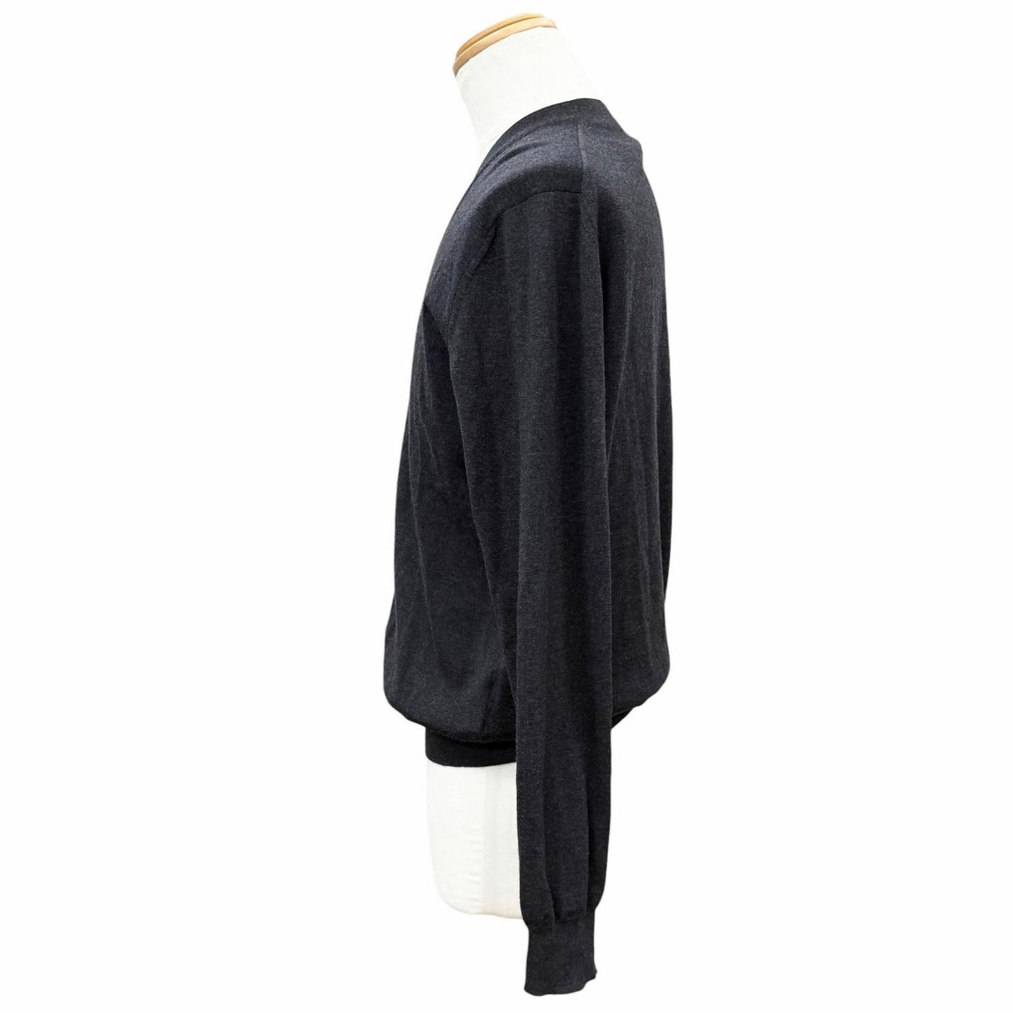 Prada 100% Virgin Wool Neck High Gee Knit Cardigan Dark Gray 50 — view 3