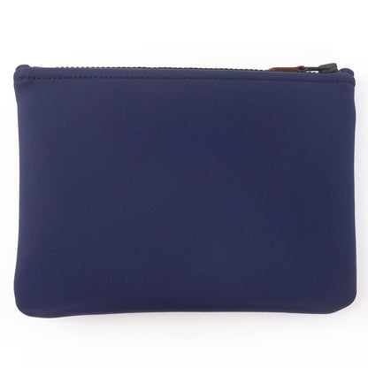Hermes Trousse Flat PM Neobain Black Logo Zip Pouch Navy — view 2