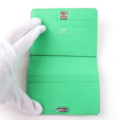 Hermes Medall Card Case Veau Epsom Vert Comic Silver — view 6