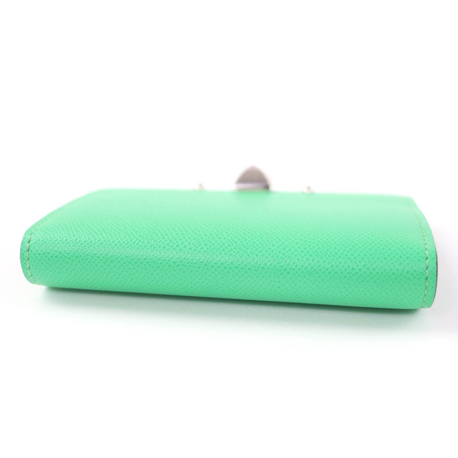 Hermes Medall Card Case Veau Epsom Vert Comic Silver — view 5