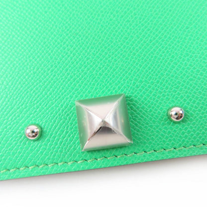 Hermes Medall Card Case Veau Epsom Vert Comic Silver — view 7