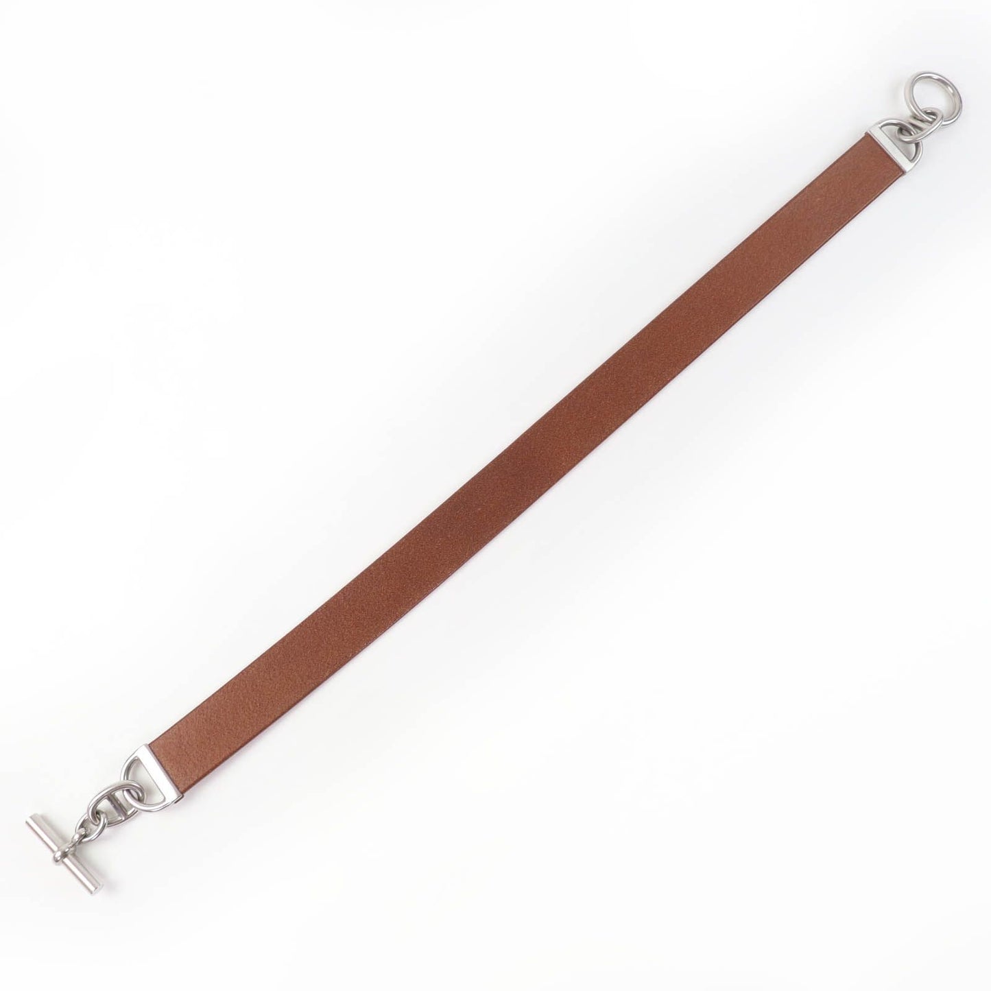 Hermes Vintage Silver Martin Margiela Era Chaine D'ancre Leather Belt Brown 70 — view 6